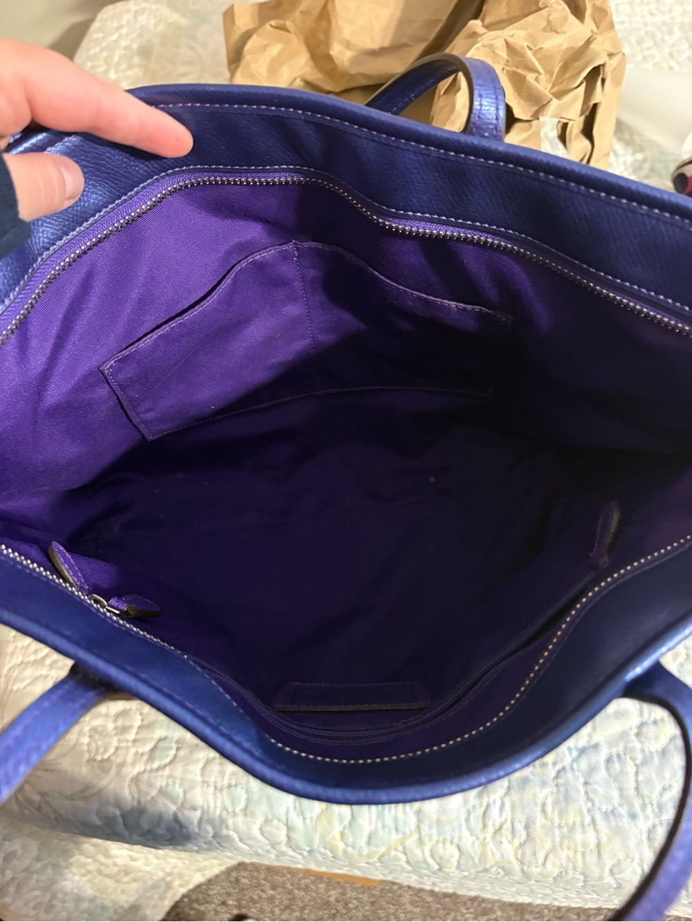 Coach Leather City Zip Tote in Metallic Purple - Picture 8 of 12